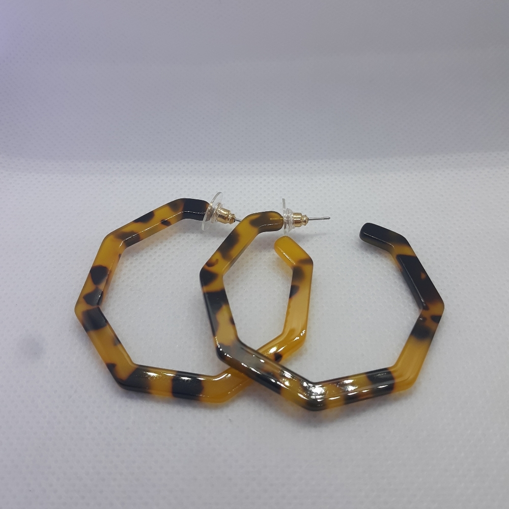 Acrylic Hexagonal Earrings - Picture 3 of 4